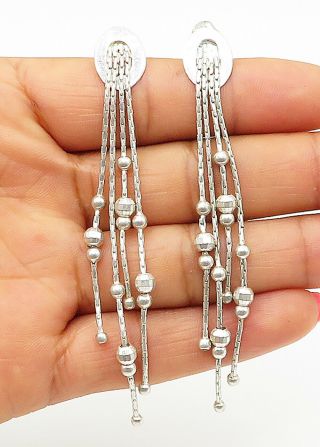 925 Sterling Silver - Vintage Multi - Strand Ball Bead Dangle Earrings - E5710