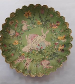 Nearly Vtg 50 - 60s Hallmark Easter Pressed Paper Bowl Molded Tray W.  Germany