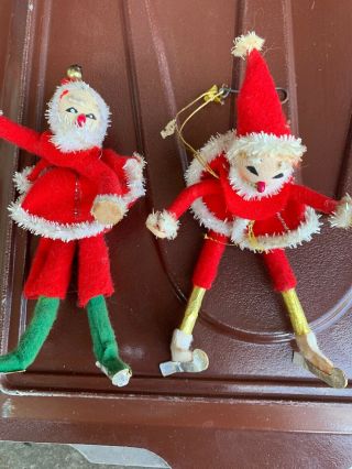 Vintage 50s/60s Pixie / Elf Christmas Ornament - Japan - Santa Ice Skating