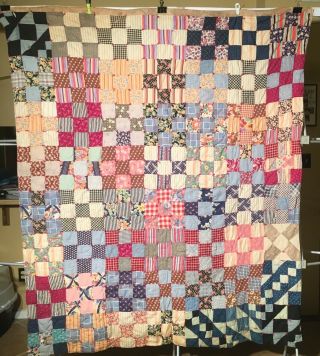 Vintage Patchwork Quilt 66 X 80” Multi Color 28