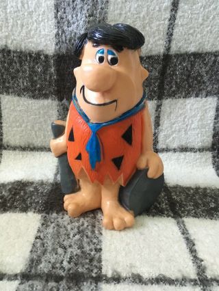 Vintage Fred Flintstone 13 " Coin Bank With Stopper