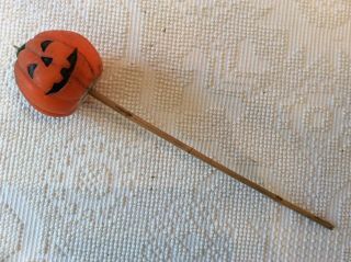 Vintage Pumpkin Jack - O - Lantern Candle On A Long Bamboo Pole