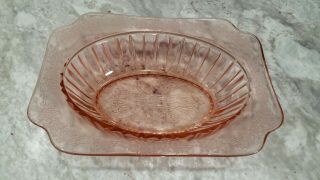 Vintage Oval Pink Depression Glass Serving Bowl 9 - 3/4 " X 7 - 1/4 "