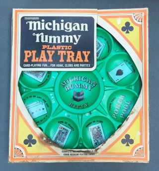 Vintage 1967 Michigan Rummy Plastic " Play Tray " Playing Card Game Transogram