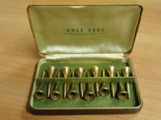 Vintage Gold Plated Golf Tees 24 Karat Gold In Case Great Gift Idea