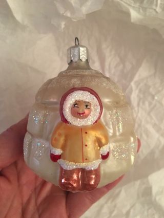 Christopher Radko Vintage Christmas Ornament - Eskimo And Igloo