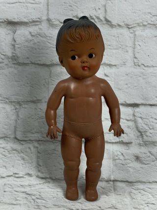 Vintage African American Rubber Baby Doll With Markings On Feet Tp - 10 & 12