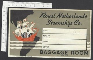 Royal Netherland Steamship Co.  Vintage Luggage Label