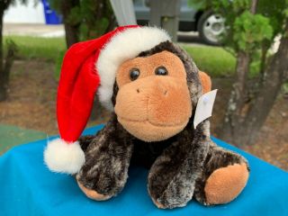Rare Vintage Dan Dee Christmas Monkey In Santa Hat 8 " Plush Stuffed Animal Toy
