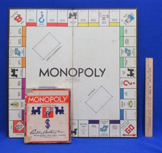 Vintage Monopoly Set & Board By Parker Bros Inc Box Instructions