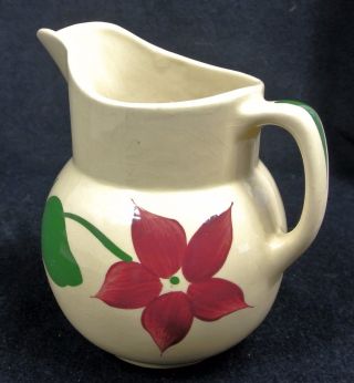 Watt Pottery Pitcher 16 5 Petal Star Flower - 2 Pint Vintage Kitchen Ware