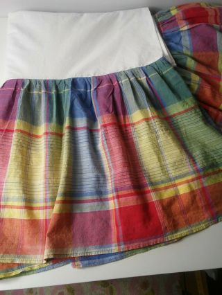 Vintage Ralph Lauren Spinnaker Madras Plaid Dust Ruffle Bed Skirt Size Full
