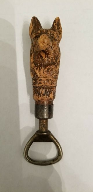 Vintage Wood Bottle Opener German Shepherd Syroco