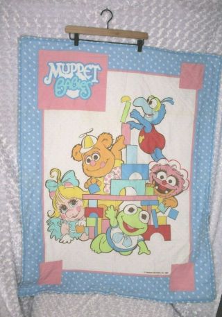 Muppet Babies Blanket Henson 1984 Kermit Miss Piggy Gonzo Quilt Baby Crib Vtg