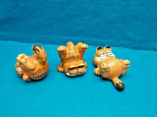 Vintage Enesco Garfield Set Of 3 Ceramic Figurines W/ Tags