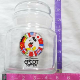 Walt Disney World Epcot Center Mickey Mouse Vtg Candy Glass Canister 4