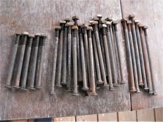 32 VINTAGE 1/4 CARRIAGE BOLTS W/SQUARE NUTS THREE DIFFERENT LENGTHS BARGAIN 5