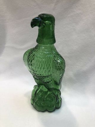 Vintage Emerald Green Glass Eagle Liquor Bottle Decanter W/removable Head Italy
