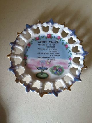 Vintage Garden Prayer Wall Plate Purples And Gold Edge