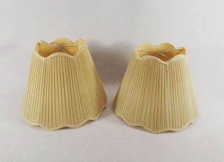 Set Of 2 Vintage Boudoir Bedroom Lamp Shades Pleated Scalloped Edges 6 " X 8 " D