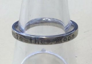 Vintage Sterling Silver 925 " I Love You To The Moon & Back " Band Sz 8.  75 Da86