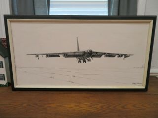 B 52 Stratofortress Pen & Ink On Canvas 13 X 4 X 24 Vintage 1982 Creation