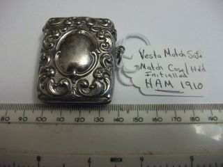 Vintage Nickel Pocket Watch Chain Fob Vesta Match Safe Case