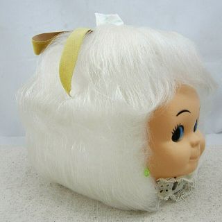 Vintage 1970s Hair Baby Doll Head Kleenex Tissue Box Cover Signed Dated Dispense 3