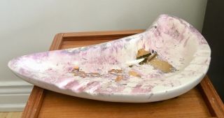 Vintage Mid Century Ceramic Boomerang Large Ashtray With Purple & Gold Design 3
