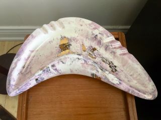 Vintage Mid Century Ceramic Boomerang Large Ashtray With Purple & Gold Design 4