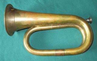 Vintage 11 Inch Brass Bugle With Copper Fittings
