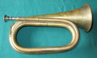 Vintage 11 Inch Brass Bugle with Copper Fittings 2