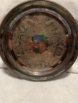 Vintage Wm.  Rogers Silver Plate Serving Tray/Platter aprox15 inch Round 162 4