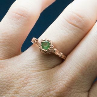 Lovely Vintage.  46ctw Emerald 14k Rose Gold/sterling Filigree Ring