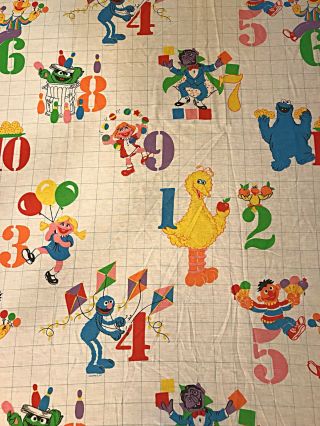 Vintage Sesame Street Novelty 123 Numbers Twin Fitted Bed Sheet {fabric}