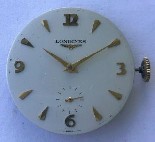Vintage Longines Hand Winding Mens Watch Movement W.  Seconds Register,  Cal.  27m