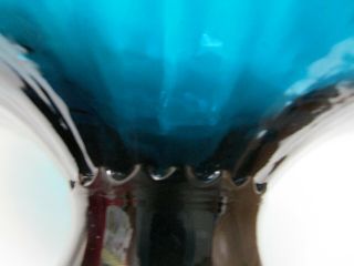 Vintage Italian Glass Empoli Brandy Snifter Bowl Vase Blue Green Teal 6 1/4 
