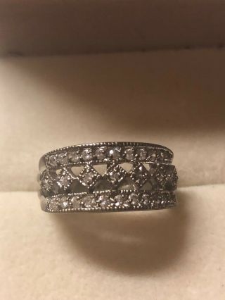 Vintage Vintage Cubic Zirconia Sterling Silver Band Ring Size 6.  5