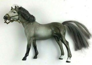 Grand Champion 7” Tall Vintage Toy Plastic Grey Horse Gray Hair Spotted