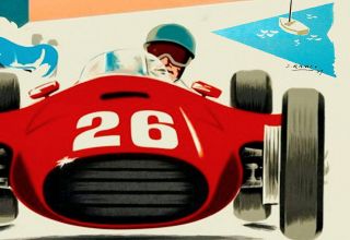 Vintage French Monaco Grand Prix Poster 1957 Motor Racing Sports Cars Fangio 3