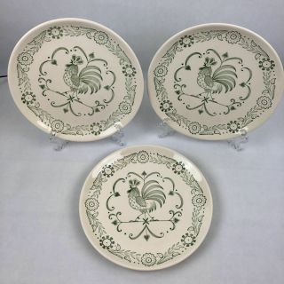 Vtg Scio Provincial Green Rooster Weather Vane 3 Dinner Plates 9 1/4 " Usa