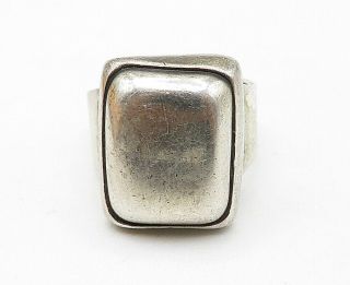 MEXICO 925 Sterling Silver - Vintage Smooth Square Detailed Band Sz 7 - R9761 2