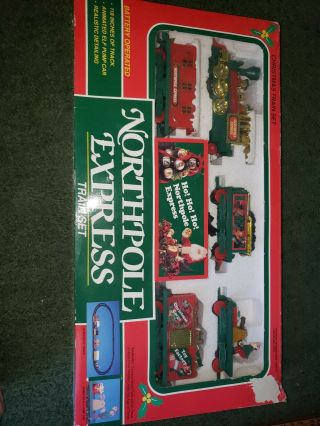 Vintage 1993 Toy State Industrial Corp North Pole Express Christmas Train Set