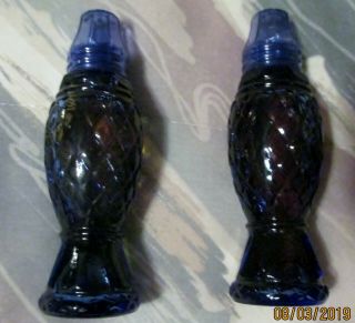 Avon Cobalt Royal Sapphire Glass Salt And Pepper Shakers,  Vintage