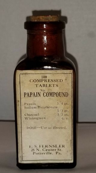 Antique Vintage Papin Compound Apothecary Glass Pharmacy Bottle