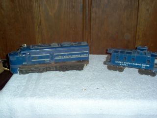 Vintage Lionel Model Train Engine And Caboose United States Marine Corps