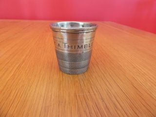 Vintage Pewter Just A Thimble Full Shot Drinks Measure