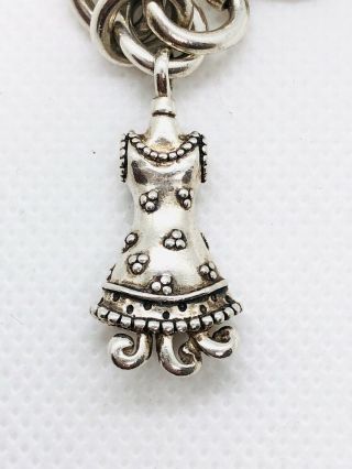 Vintage Sterling Silver Toggle Bracelet With 3D Dress Charm 7.  5” Well Made 4