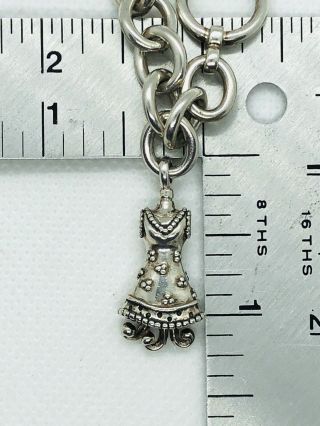 Vintage Sterling Silver Toggle Bracelet With 3D Dress Charm 7.  5” Well Made 6