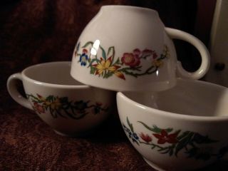 3 Vintage Syracuse China Restaurant Ware Diner Coffee Cups Floral Usa